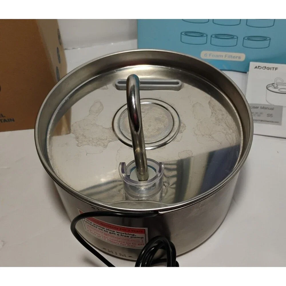AOOGITF Stainless Steel Pet Water Fountain Dog Cat Plus Extra Filters